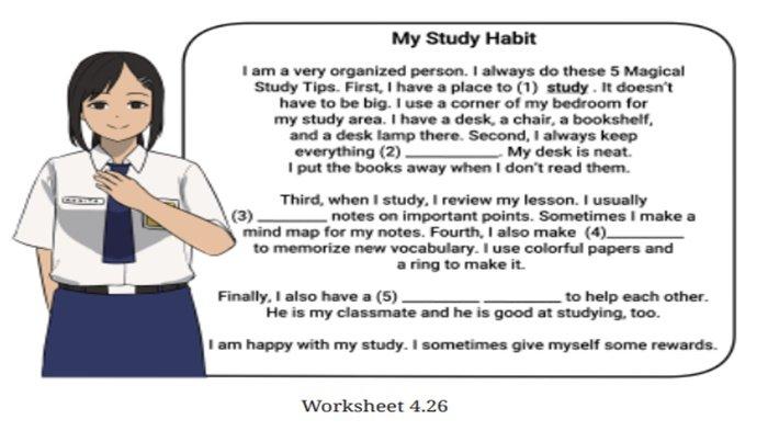 Kunci jawaban Bahasa Inggris kelas 7 SMP halaman 186 Kurikulum Merdeka, Section 2 – Reading, Worksheet 4.26.