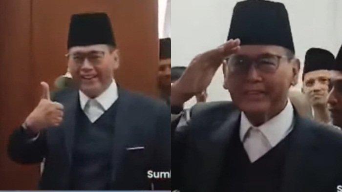 Inilah momen Panji Gumilang acungi jempol hingga tebar senyum usai temui Tim Investigasi di Gedung Sate, Jawa Barat. Pertemuan tersebut membahas tentang klarifikasi pendiri Pondok Pesantren Al Zaytun terkait pernyataan kontroversi.