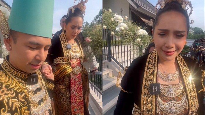 Nagita Slavina (kanan) merasa dipermalukan oleh Raffi Ahmad (kiri) saat perayaan anniversary pernikahan yang ke-9 karena mengenakan baju pengantin lagi.