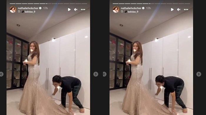 Nathalie Holscher fitting baju pengantin bersama Ladislao Camara.