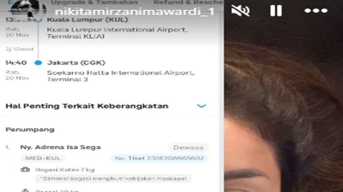 Nikita Mirzani mengungkap data-data penerbangan Isa Zega