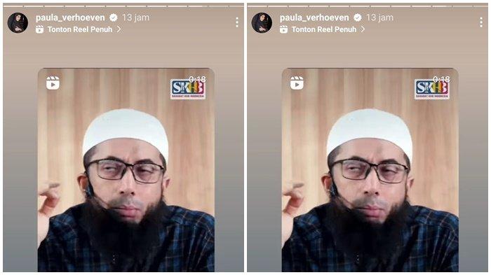 Paula Verhoeven mengunggah ulang postingan ceramah Ustaz Khalid Basalamah.