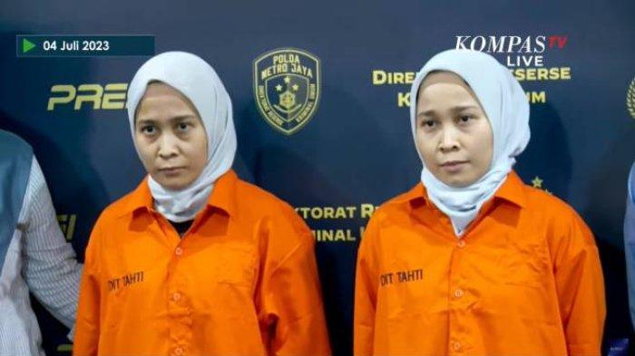 Polda Metro Jaya resmi menahan si kembar Rihana dan Rihani, tersangka kasus dugaan penipuan iPhone, Selasa (4/7/2023).