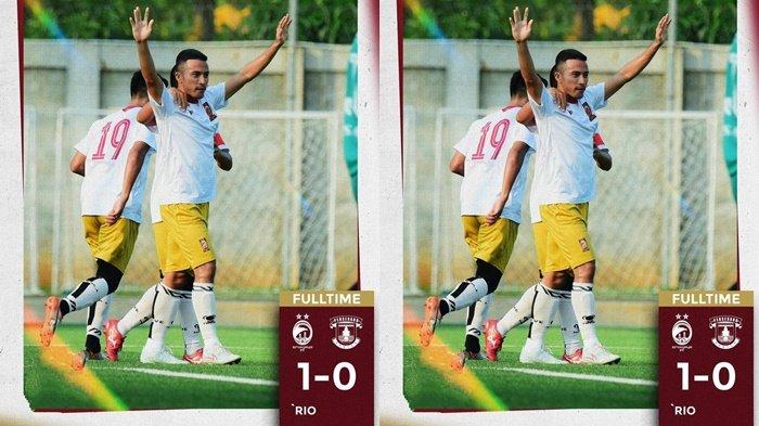 Gelandang Tengah Sriwijaya FC, Rio Hardiawan pencetak gol tunggal pada laga ujicoba perdana tryout Tour Jawa menghadapi Perserang 1-0 di Lapangan MD Sport Tangerang, Sabtu (5/8/2023).