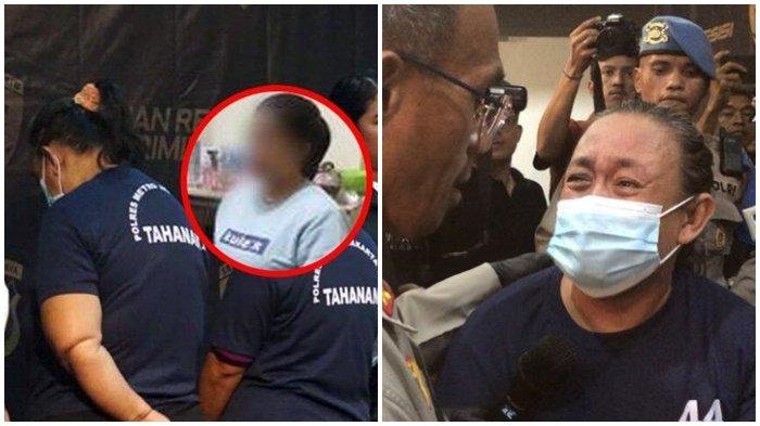 Seorang ibu berinisial NKS (47) warga Kecamatan Duren Sawit, Jakarta Timur, menangis kejar saat ditangkap polisi karena bikin video porno putrinya.