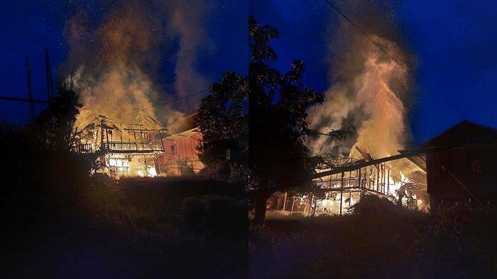 Si jago merah diketahui sudah membara di rumah panggung berbahan kayu tempat tinggal Asmara Warni, tepatnya sekitar pukul 18.05 WIB, Senin (5/12/2023).