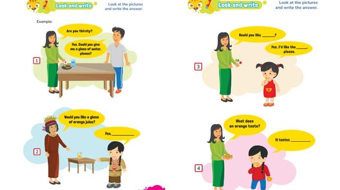 ILUSTRASI SOAL - Bahasa Inggris kelas 5 SD halaman 15-16 semester 1 Kurikulum Merdeka, Look and Write.