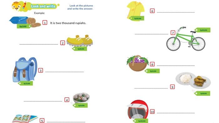ILUSTRASI SOAL - Bahasa Inggris kelas 5 SD halaman 24-25 Kurikulum Merdeka, Unit 3, Look and Write.