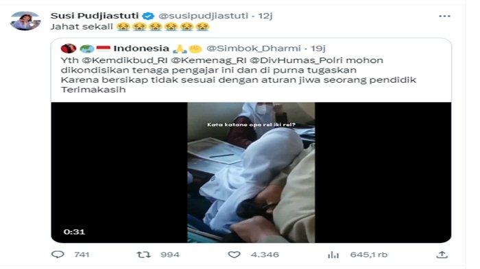 Susi Pudjiastuti komentari aksi viral guru gunting paksa rambut siswi SMA yang berhijab.