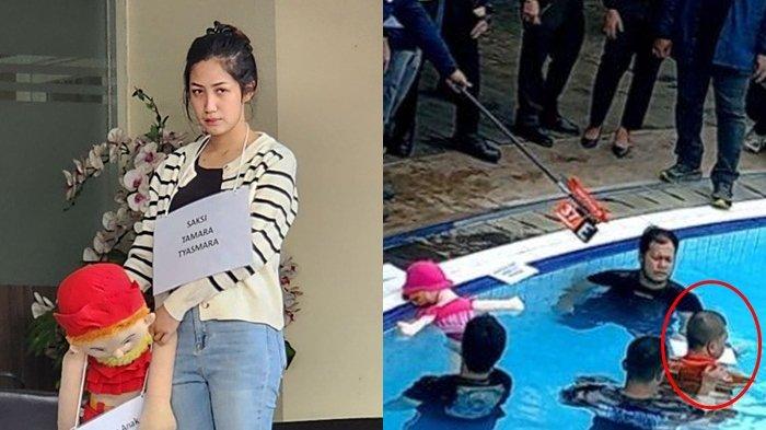 Tamara Tyasmara ikut melihat proses rekonstruksi kasus pembunuhan Raden Andante Khalif Pramudityo atau Dante di kolam renang di Duren Sawit, Jakarta Timur, Rabu (28/2/2024). Mendiang Dante adalah anak Tamara Tyasmara dan Angger Dimas. Proses rekonstruksi dilakukan penyidik Jatanras Direktorat Reserse Kriminal Umum Polda Metro Jaya.