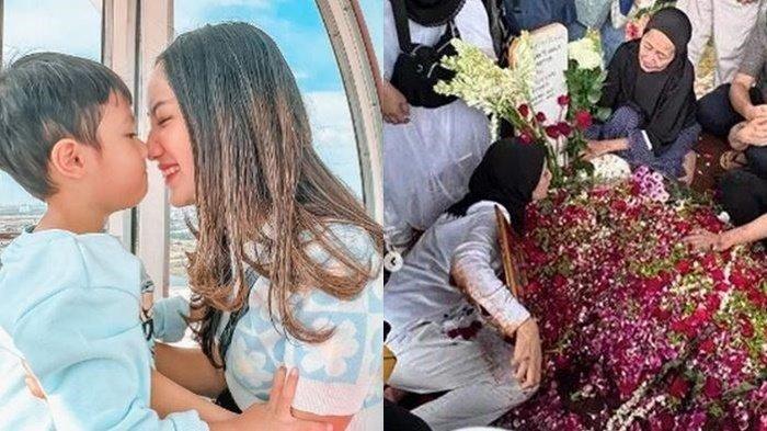 Tangis pilu Tamara Tyasmara sang putra semata wayangnya yang baru berusia 6 tahun Raden Andante meninggal dunia.