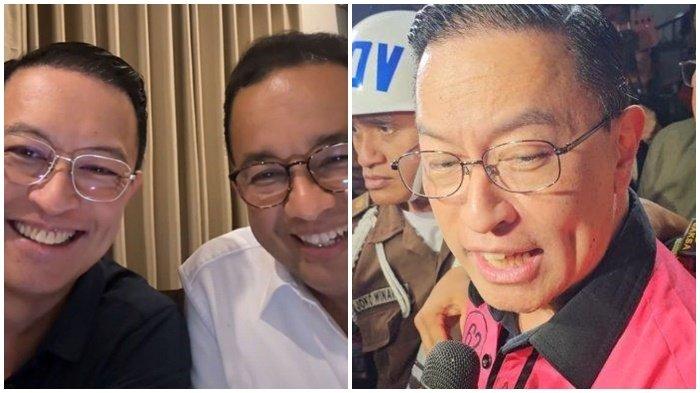 Tom Lembong saat live tiktok bersama Anies (kiri), Tom Lembong ditetapkan tersangka (kanan).