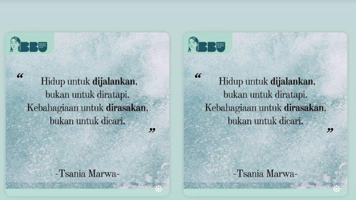 CURHATAN TSANIA MARWA - Tangkapan layar via Instagram. Tsania Marwa bicara soal kehidupan via Istagram.