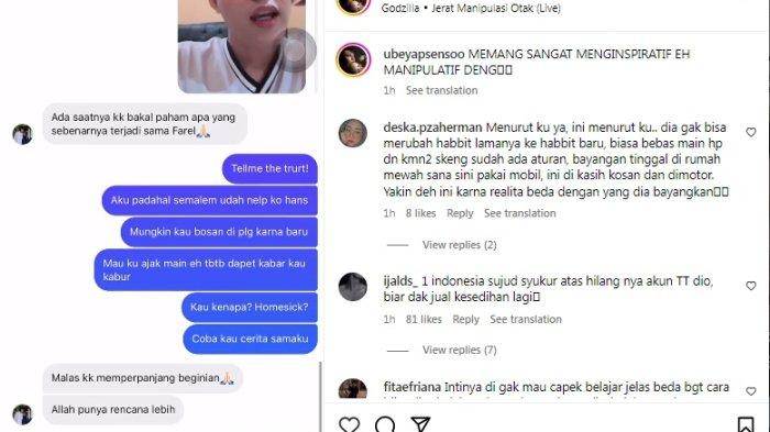 Ubey Apsenso Selebgram Palembang bongkar chat dengan Farel Aditya, seteru Richard Lee.