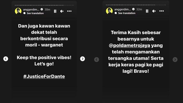 Ucapan terima kasih Angger Dimas setelah tersangka kematian Dante terungkap