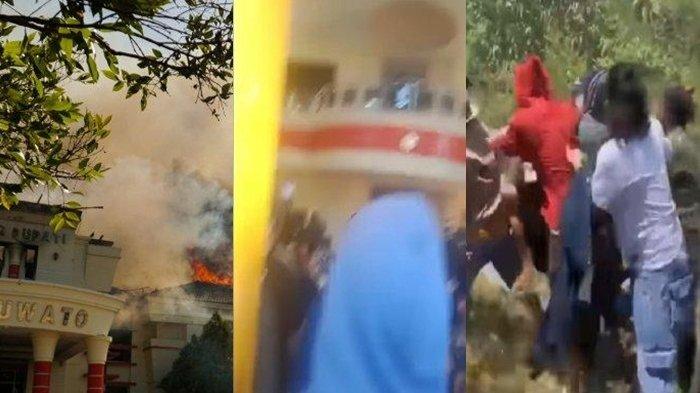 Viral Video Pembakaran Kantor Bupati Pohuwato Gorontalo, Ada Polisi yang Diinjak-injak Massa