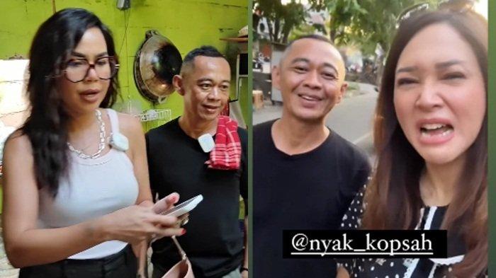 Warung Nyak Kopsah didatangi Maia Estianty (kanan) dan Melaney Ricardo (kiri).