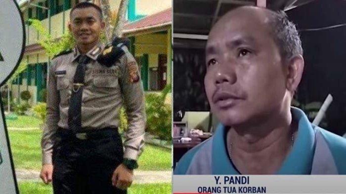 Y Pandi, Ayah Bripda Ignatius Dwi Frisco Sirage yang tewas ditembak seniornya, Kamis (27/7/2023).