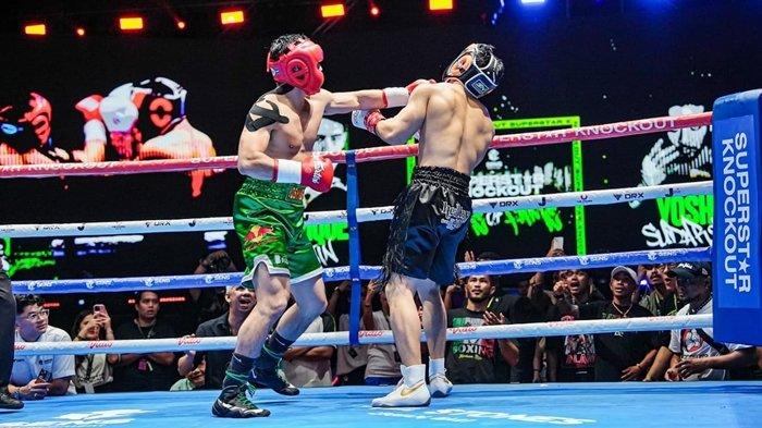 Yoshi Sudarso melawan Enrique Dustin di event Superstar Knockout Vol. 2 di Jakarta Internation Velodrome Jakarta Timur, 7 Desember 2024.