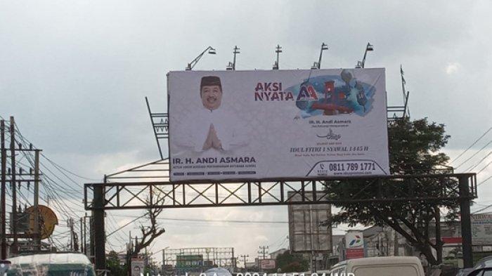 Salah satu billboard berukuran jumbo Ir H Andi Asmara bertebaran mengepung setiap sudut kota jelang Pilwako Palembang, November 2024 mendatang.