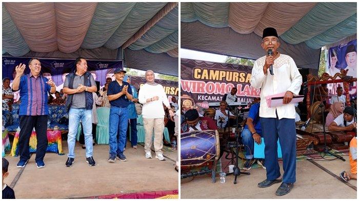 Bakal calon wakil gubernur Sumsel Cik Ujang yang hadir mewakili paslon HDCU dalam sambutan sosialisasi bersama dengan Al-Shinta di Desa Sumber Mulia Kecamatan Lubai Ulu, Sabtu (25/8/2024).