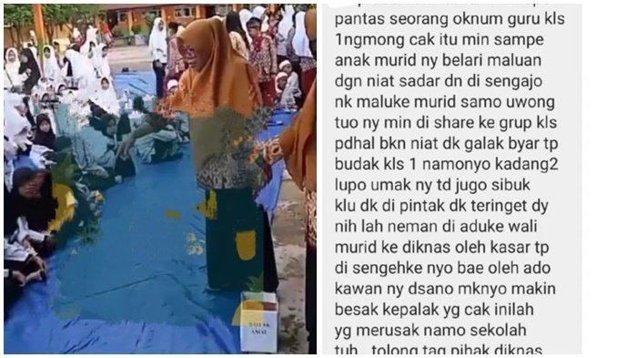 Screenshot video viral di medsos oknum guru rekam anak murid tak bayar infaq