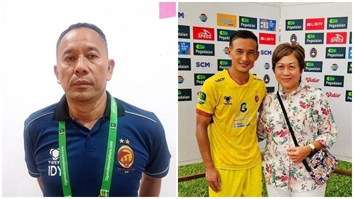 Direktur Teknik PT SOM (Sriwijaya Optimis Mandiri) Indrayadi; striker asing asal Bhutan Chencho Gyeltshen bersama agentnya dr Ratna Mustika