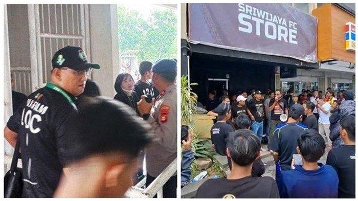 Ketua Panitia Pelaksana (Local Organizing Committee/LOC) Pertandingan Sriwijaya FC Liga 2 Tahun 2024/2025 Dwi Asa Verano, S.T., M.Kom; Capo Tifoso Ultras Palembang Qusoi SH mewakili tiga kelompok suporter Sriwijaya FC yang tergabung dalam Aliansi Pecinta Sriwijaya FC berorasi di depan kantor sekretariat Sriwijaya FC di Komplek Ruko PS Mall Palembang, Rabu (11/12/2024) 'mengkudeta' Manajer Sriwijaya FC Ajie Syahrial Bastari selaku kepanjangan tangan PT Digi Sport Asia.