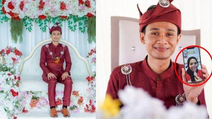 Viral video seorang pengantin pria duduk di pelaminan sendirian. Terungkap penyebab sang pria tak didampingi mempelai pengantin wanitanya