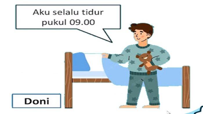 Gambar 10 latihan soal Bahasa Inggris kelas 4 SD Unit 10 Kurikulum Merdeka, He Always Gets Up at 5 O'clock.