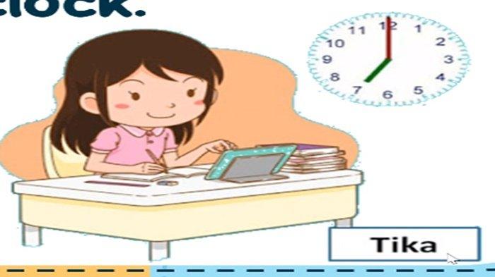 Gambar 10 latihan soal Bahasa Inggris kelas 4 SD Unit 10 Kurikulum Merdeka, He Always Gets Up at 5 O'clock.