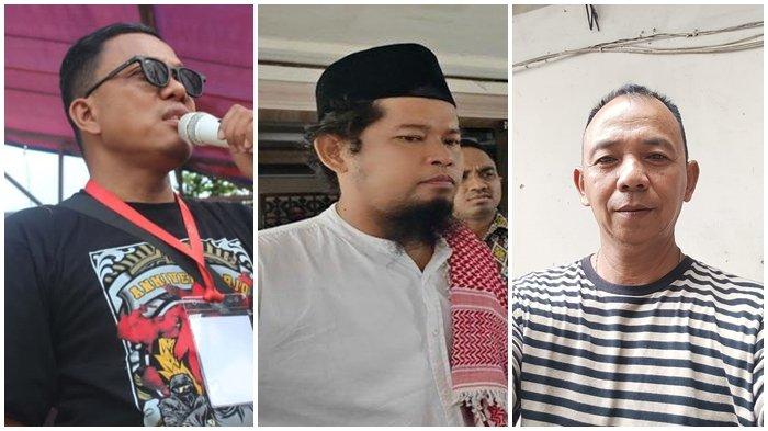 Tiga pentolan suporter Sriwijaya FC; Capo Tifoso Ultras Palembang Qusoi, Ketum Singa Mania Yayan Hariansyah, Ketum Sriwijaya Mania Eddy Ismail