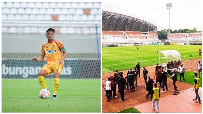 Kapten tim Sriwijaya FC Tegar Hening Pangestu. Sejumlah oknum suporter langsung turun dari tribun ke tengah lapangan Stadion Gelora Sriwijaya Jakabaring (GSJ) Palembang, Minggu (1/12/2024) usai wasit Arul Hidayat meniup peluit berakhirnya babak kedua laga Sriwijaya FC vs Persiraja Banda Aceh.