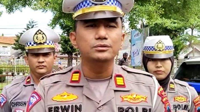 Kasat Lantas Polres Tegal AKP Erwin Chan Siregar saat ditemui di area Taman Bunga, Kecamatan Slawi, Kabupaten Tegal, Jumat (7/7/2023).