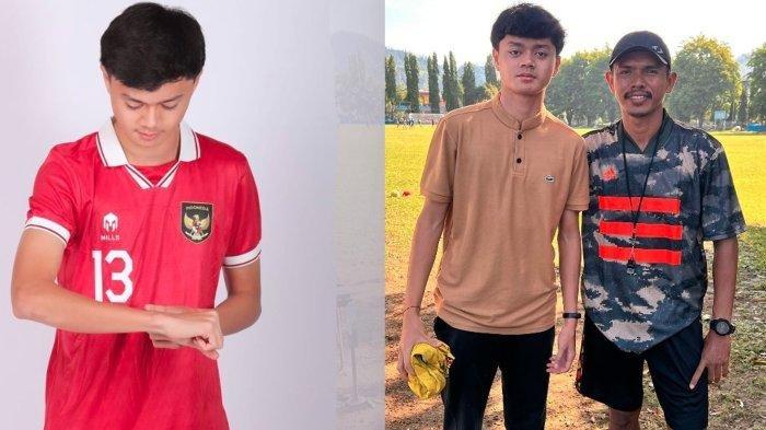 KOLASE Reno Salampessy mengenakan jersey Timnas Indonesia dan saat berfoto bersama sang ayah, Ricardo Salampessy. Nama Reno Salampessy menjadi salah satu pemain Timnas U-17 Indonesia yang dicoret jelang Piala Dunia U-17 2023. (Ig: @ricardosalampessy)