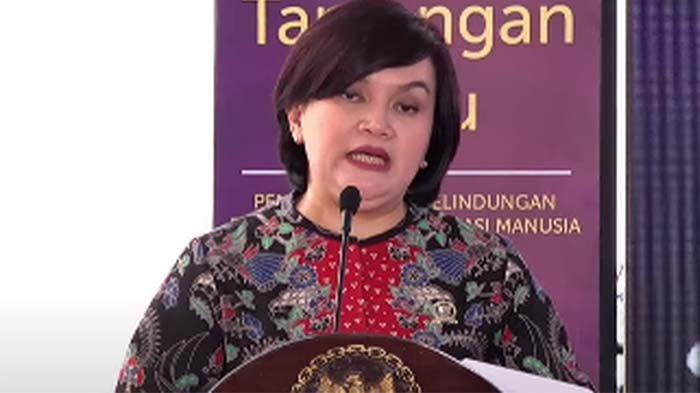 Ketua Komisioner Komnas HAM Atnike Nova Sigiro saat memaparkan capaian Komnas HAM sepanjang 2023, di Kantor Komnas HAM, Menteng, Jakarta Pusat, Senin (10/6/2024).(Dok Komnas HAM)