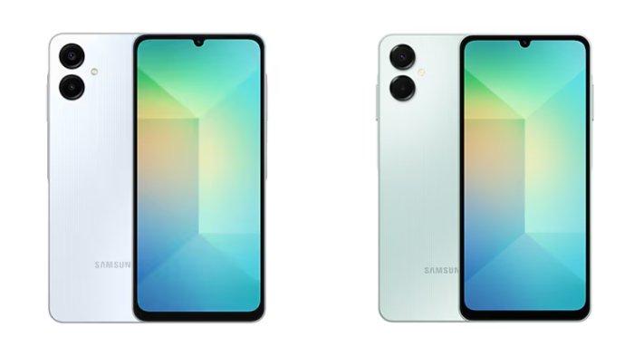 PERBANDINGAN HP - Kolase tangkapan layar tampilan HP Samsung Galaxy A06 dan Samsung Galaxy A06 5G di website Samsung.com, Kamis (8/5/2025).