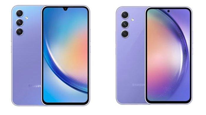 Samsung Galaxy A34 5G (kiri) dan Samsung Galaxy A54 5G
