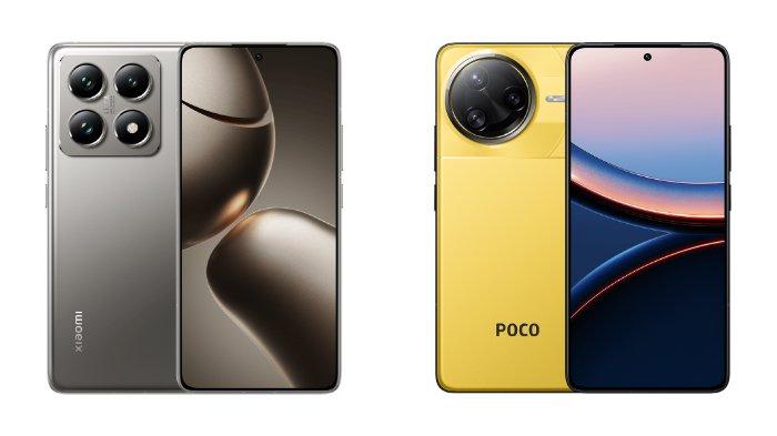 PERBANDINGAN HP - Kolase tampilan HP Xiaomi 14T Pro dan POCO F7 Ultra yang diunduh dari website Mi.co.id, Kamis (17/4/2025).