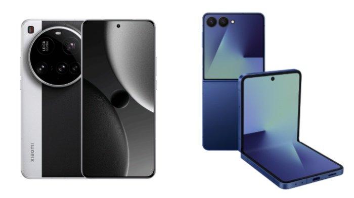 PERBANDINGAN HP - Kolase tangkapan layar tampilan HP Xiaomi 15 Ultra dan Samsung Galaxy Z Flip7 yang diambil dari website Mi.co.id dan Samsung.com, Jumat (11/7/2025).