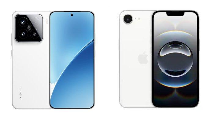 PERBANDINGAN HP - Kolase tangkapan layar tampilan HP Xiaomi 15 dan iPhone 16e yang diambil dari website Mi.co.id dan iBox.co.id, Jumat (13/6/2025).