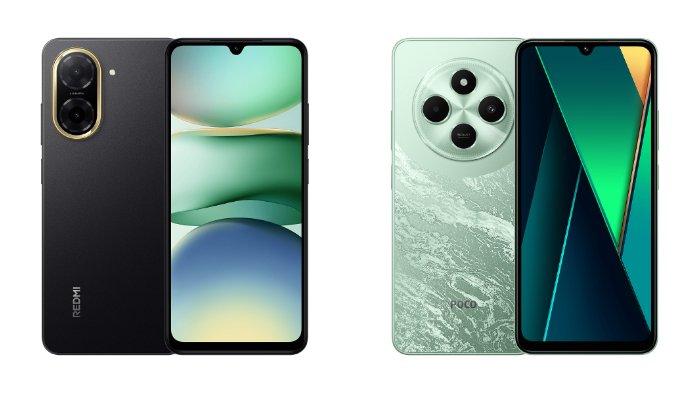 PERBANDINGAN HP XIAOMI - Kolase tampilan HP Xiaomi Redmi A5 dan POCO C75 yang diunduh dari website Mi.co.id, Jumat (2/5/2025).