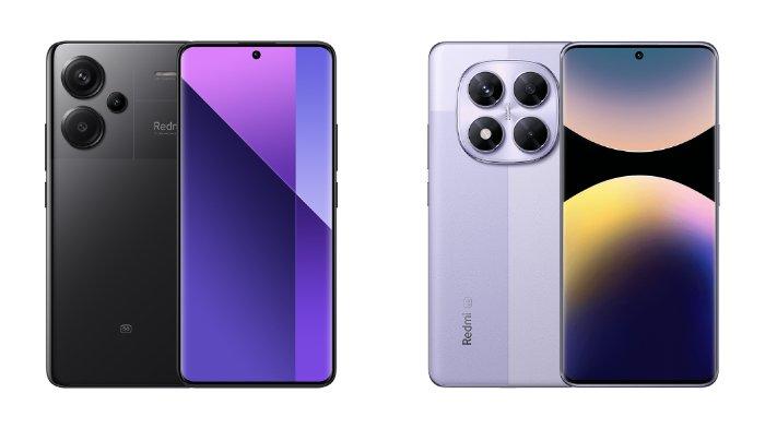 PERBANDINGAN HP XIAOMI - Tampilah HP Xiaomi Redmi Note 13 Pro Plus 5G dan Xiaomi Redmi Note 14 Pro 5G yang diunduh dari website Mi.co.id, Jumat (14/2/2025).