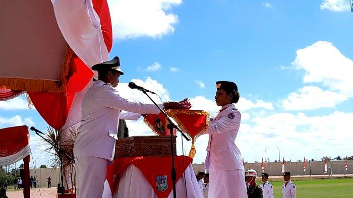 Pelaksanaan upacara HUT ke-78 RI di Stadion Katalpal, Kabupaten Merauke, provinsi Papua Selatan