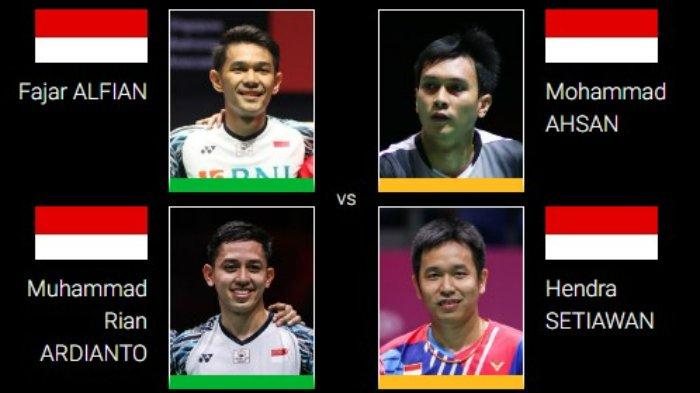 Jadwal final All England 2023 ganda putra, Fajar Alfian/Muhammad Rian Ardianto vs Mohammad Ahsan/Hendra Setiawan.