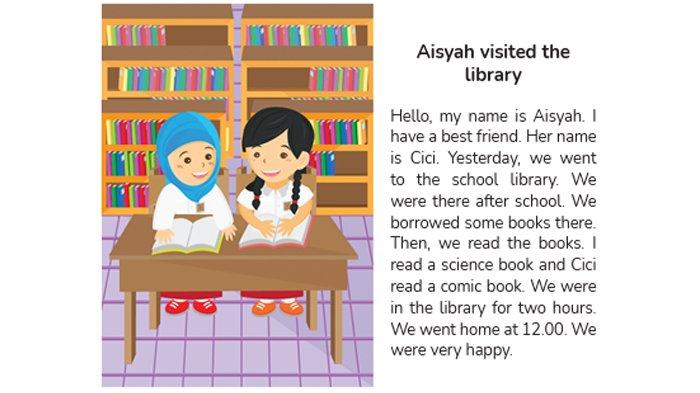 ILUSTRASI KUNCI JAWABAN : Answer Key Grade 6 English Pages 57 Read and Answer Aisyah Visited The Library Unit 6 My Next Words. The answer key for the Grade 6 English on pages 57 Read and Answer Read the text Aisyah visited the library and answer the questions Unit 6 My friend’s experience in the My Next Words textbook Merdeka Curriculum edition, published by the Kemendikbudristek, first print, 2022.