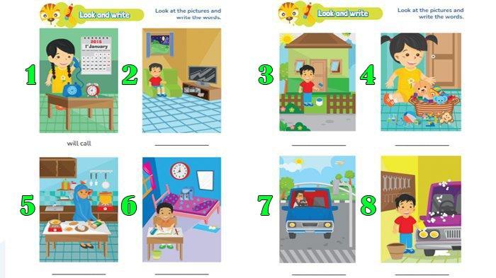 ILUSTRASI KUNCI JAWABAN : Answer Key Grade 6 English Pages 79 80 Look and Write Unit 8 My Next Words Merdeka Curriculum. The answer key for the Grade 6 English on pages 79 80 Look and Write Look at the pictures and write the words Unit 8 I will go to Dufan in the My Next Words textbook SD and MI Merdeka Curriculum edition, published by the Kemendikbudristek, first print, 2022.