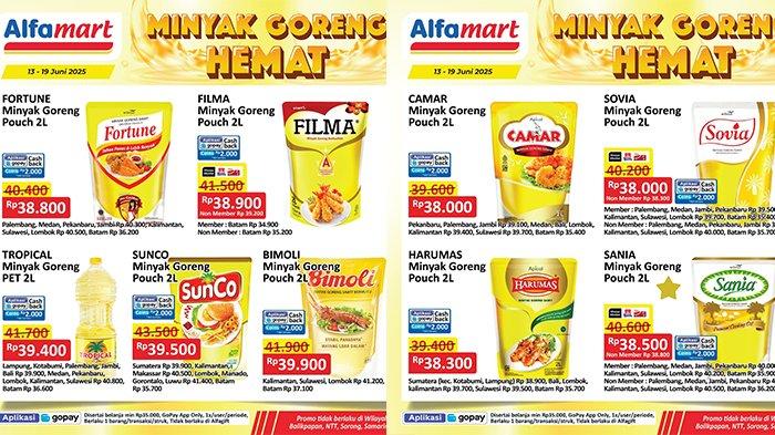 PROMO - Bulan Juni ini Alfamart menawarkan berbagai produk dengan harga yang lebih murah dan ekonomis, termasuk kebutuhan pokok seperti minyak goreng.