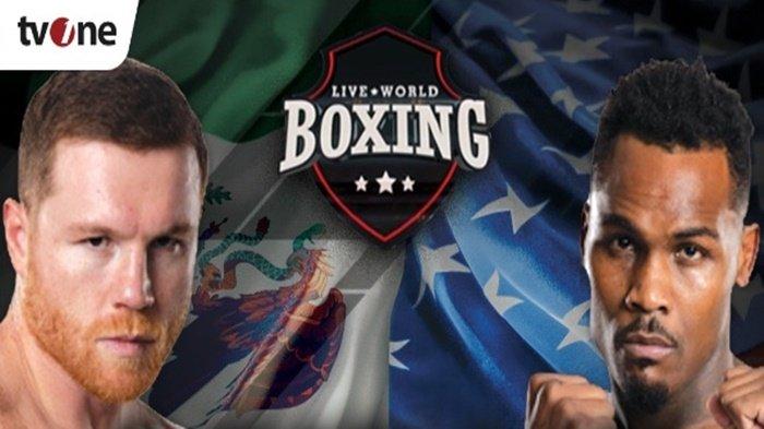Flayer Tinju Dunia Canelo vs Jermell Charlo Live TV One Minggu 1 Oktober 2023