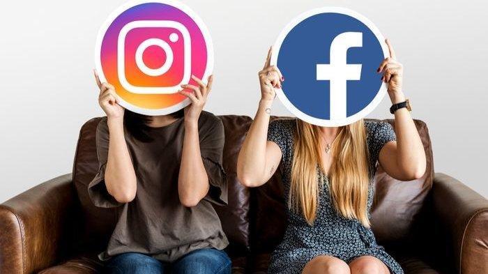 Ilustrasi logo aplikasi Meta Facebook dan Instagram